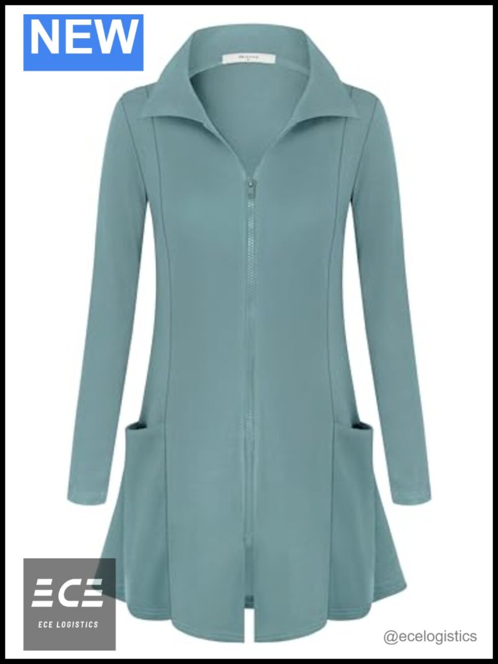 Womens Zip Up Long Tunic Hoodie Sweatshirt Lightweight Jacket